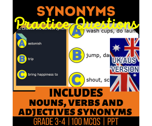 UK/Aus Spelling Synonyms Practice Questions - Year 4-5 (PPT)