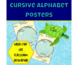 Under the sea cursive alphabet pattern edition