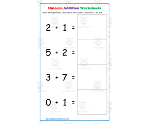 Unicorn Addition Worksheets