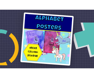 Unicorn classroom decoration alphabet posters