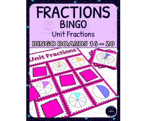 Unit Fractions Activity - Bingo Game - Fraction Circles - Boards 16-20