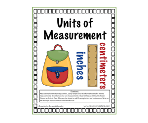 Units of Measurement Inches Centimeters Activity