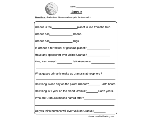 Uranus Planet Worksheet