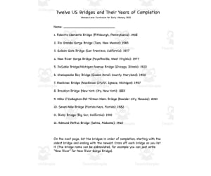 US Bridges Worksheet