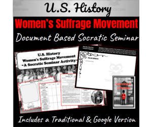 U.S. History: Women's Suffrage Movement | Document Based Socratic Seminar