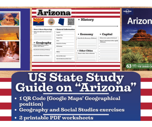 US State Study Guide Worksheets on "Arizona"