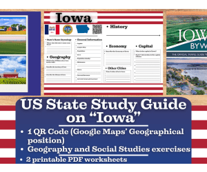 US State Study Guide Worksheets on Iowa