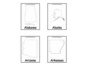 US States Black and White Flash Cards