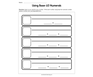 Using Base 10 Numerals Worksheet