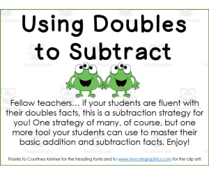 Using Doubles to Subtract Printable Pack