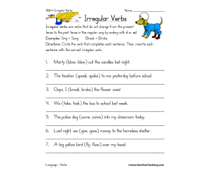 Using Irregular Verbs Worksheet