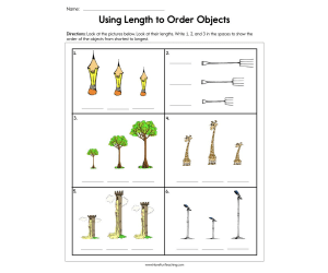 Using Length to Order Objects Worksheet
