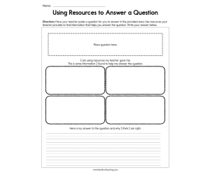 Using Resources to Answer a Question Worksheet