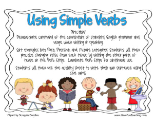 Using Simple Verbs Past Present Future Activity
