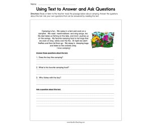 Using Text to Answer and Ask Questions Worksheet