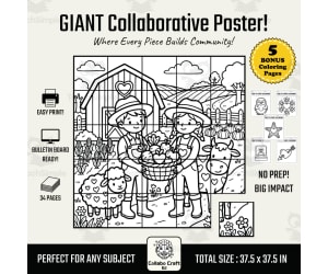 Valentine's Day Collaborative Poster Farm Theme Art K-5