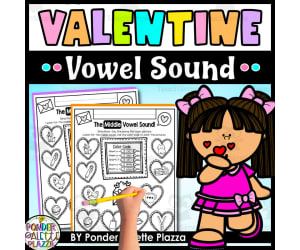 Valentine's Day Color by Code - The Middle Vowel Sound