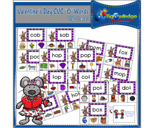 Valentine's Day CVC "O" Words Clip Cards - EBOOK