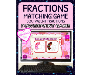 Valentines Day Equivalent Fractions Matching Game Activity - Digital - Fraction Donuts