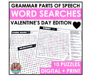 Valentine's Day Grammar Word Search Packet
