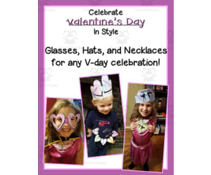 Valentine's Day Hats, Necklaces, Glasses Set