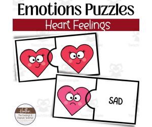 Valentine's Day Heart Themed Emotions Puzzles For Identifying Feelings