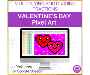 Valentine's Day Multiplying and Dividing Fractions Pixel Art