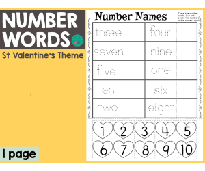 Valentine's Day Number Words