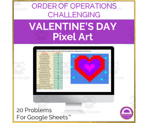 Valentine's Day Order of Operations Challenging | Pixel Art Activity