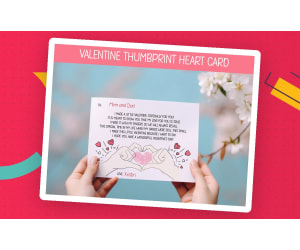 Valentine's Day Templates, Fingerprint Art Craft, Coloring Card & Poem