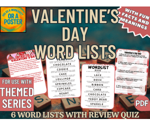 Valentine's Day Word List Posters (PDF)