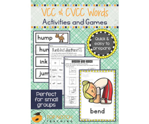 VCC and CVCC Words Activity Packet