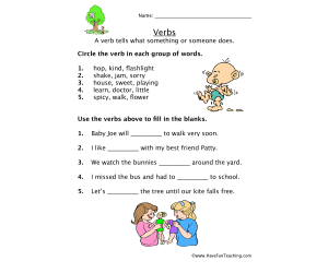 Verb Completing Sentences Worksheet