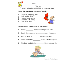Verb Fill in the Blank Worksheet