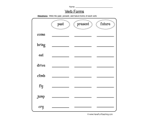 Verb Forms Worksheet