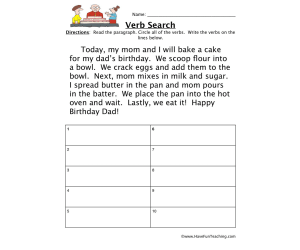 Verb Story Search Worksheet