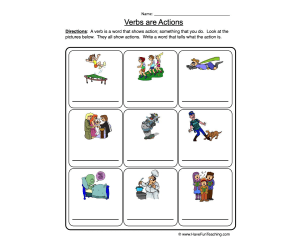 Verbs are Actions Verb Worksheet