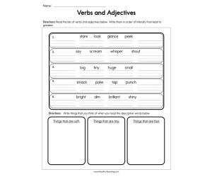 Verbs or Adjectives Worksheet