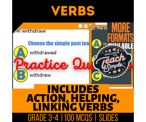 Verbs Practice Questions - Grade 3-4 Grammar (Google Slides)