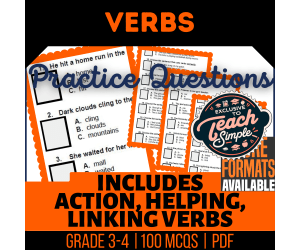 Verbs Practice Questions - Grade 3-4 Grammar (PDF)