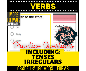 Verbs Practice Questions - Grades 1-2 Grammar (Forms)