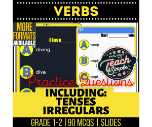 Verbs Practice Questions - Grades 1-2 Grammar (Slides)