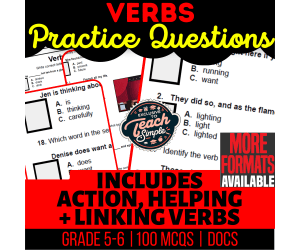 Verbs Practice Questions - Grammar Grade 5-6 (Docs)