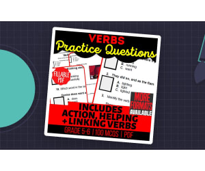 Verbs Practice Questions - Grammar Grade 5-6 (Fillable PDF)