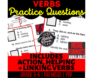 Verbs Practice Questions - Grammar Grade 5-6 (PDF)