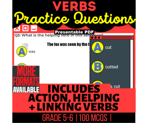 Verbs Practice Questions - Grammar Grade 5-6 (Presentable PDF)