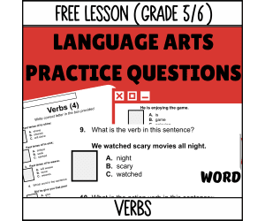 Verbs Sample Lesson - Grammar Grade 5-6 (Word)