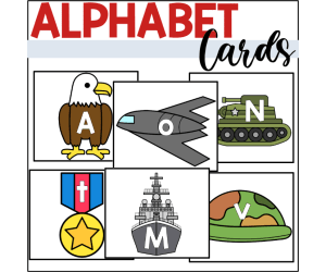 Veteran's Day Memorial Day Military Alphabet Cards