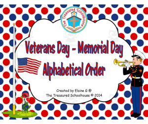 Veterans Day or Memorial Day Alphabetical Order Sheets