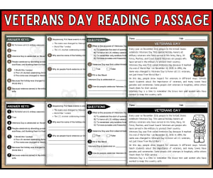 Veterans Day Reading Comprehension Passage And Questions